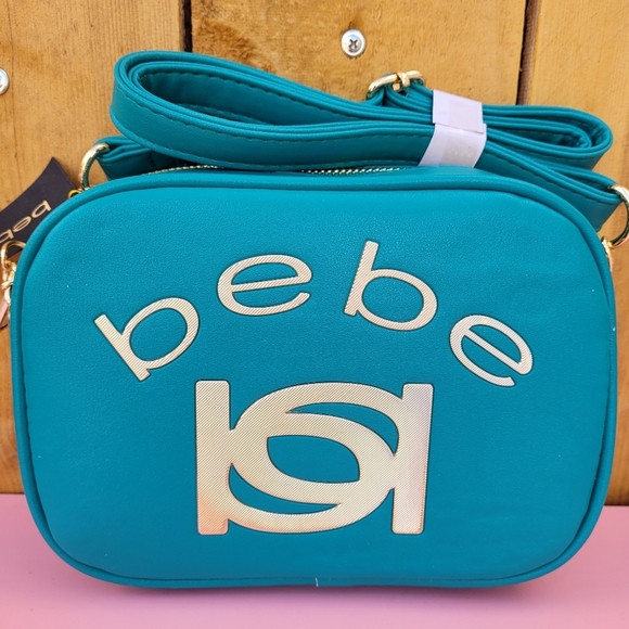 New bebe Kayla New Logo Camera Crossbody Teal Color - Picture 2 of 10